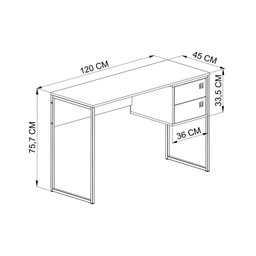 Escrivaninha 120cm 2 Gavetas P1012 Retrô - 3
