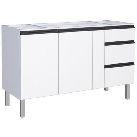 Gabinete em Aço Gaia Branco para Pias de 1,50 Metros com 3 Portas e 3 Gavetas - P101302 - Cozimax