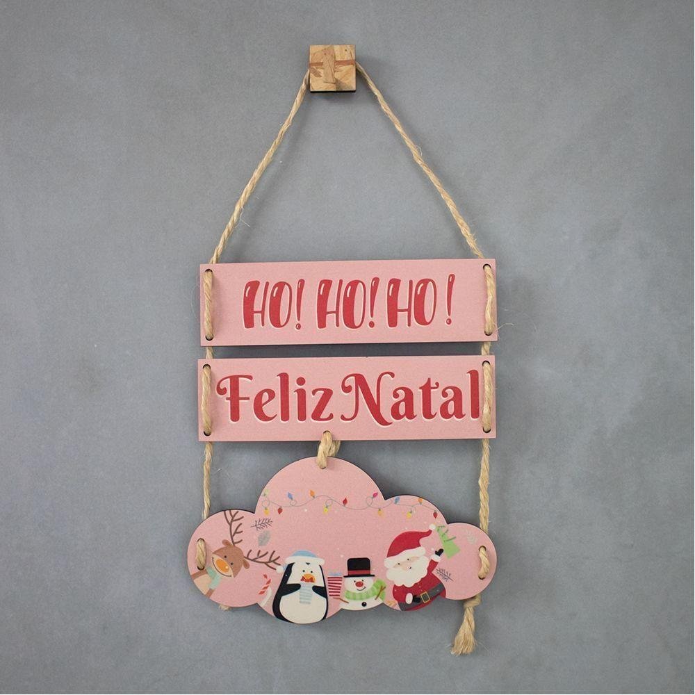 Placa Decorativa - Natal - Ho Ho Ho, Feliz Natal Placa Decorativa