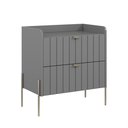 Ver imagem 4 de Mesa Cabeceira Retro Industrial Moriah 60cm Gavetas Laqueadas Cinza Pé Champagne