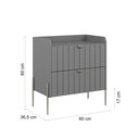 Ver imagem 7 de Mesa Cabeceira Retro Industrial Moriah 60cm Gavetas Laqueadas Cinza Pé Champagne