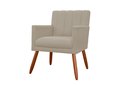 Ver imagem 3 de Kit Namoradeira + 1 Poltrona Decorativa Cecília Suede Bege Pés Madeira Ms Decor