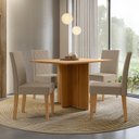 Ver imagem 1 de Conjunto Mesa de Jantar Helo 120cm 4 Cadeiras Jade Revestidas em Suede Carvalho Yescasa