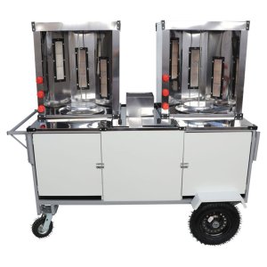 Carrinho de Churrasco Grego Duplo Guarda Sol Roda Pneumática