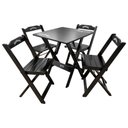 Ver imagem 1 de Conjunto Mesa Dobrável 60x60 com 4 Cadeiras de Madeira Personalizada Jack Preta - Tarimatã