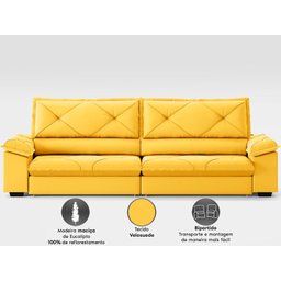 Sofá com Carregador Usb e Molas no Assento Retrátil Reclinável Nice 2,90m Velosuede - Netsofas - 5