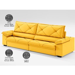 Sofá com Carregador Usb e Molas no Assento Retrátil Reclinável Nice 2,90m Velosuede - Netsofas - 4