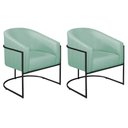 Ver imagem 1 de Kit 02 Poltronas Luiza Base de Ferro Preto Suede Azul Tiffany