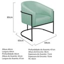 Ver imagem 2 de Kit 02 Poltronas Luiza Base de Ferro Preto Suede Azul Tiffany