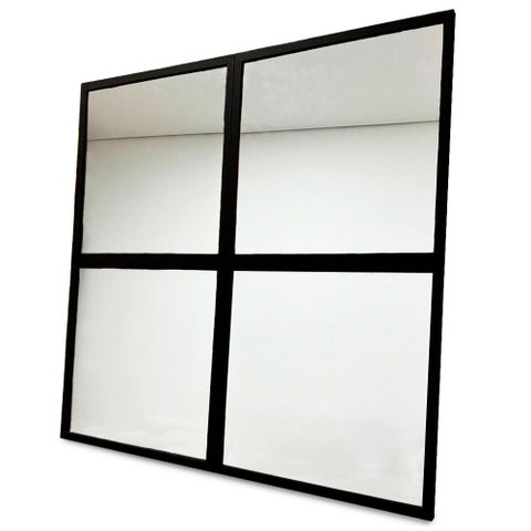 Módulo Espelho Decorativo - Kit 04 de 50x50cm Empório do Adesivo Moldura Preta