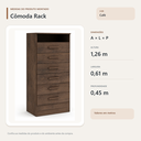 Ver imagem 3 de Cômoda Rack 6 Gavetas com Nicho Café Formimóveis