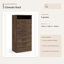 Ver imagem 4 de Cômoda Rack 6 Gavetas com Nicho Café Formimóveis