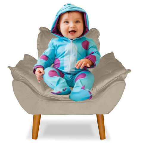 Poltrona Sofazinho Mini Infantil em Suede para Criança Bege