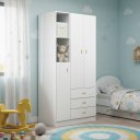 Ver imagem 1 de Roupeiro Infantil 3 Portas 3 Gavetas com Nichos 89cm Ditália