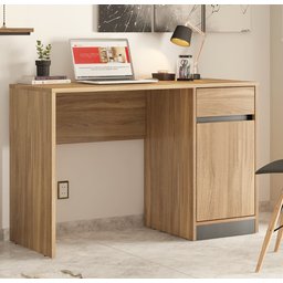 Mesa Escrivaninha Home Office Quarto Sala Escritorio 1 Porta 1 Gaveta Morada Cor Nature - 2