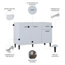 Ver imagem 3 de Balcão Gabinete para Pia 120cm 3 Portas sem Tampo Branco - Poquema