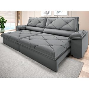 Sofá com Carregador Usb e Molas no Assento Retrátil Reclinável Nice 2,10m Velosuede - Netsofas