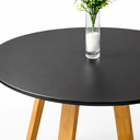 Ver imagem 2 de Mesa de Jantar Redonda Livia 110cm Preta com Base em Madeira Maciça Mel