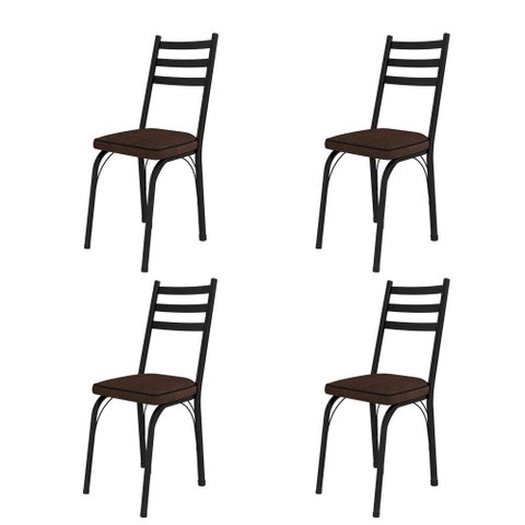 Kit com 4 Cadeiras de Jantar Aço Tubular 141 Sf Preto/imbuia - Movelpolo