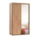 Ver imagem 2 de Guarda Roupa Solteiro 2 Portas 1 Espelho 1,38m Lotus Belmax:Carvalho