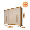 Ver imagem 4 de Guarda Roupa Casal 6 Portas 4 Gavetas Núbia Nature/Off White 100% MDF