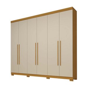 Guarda Roupa Casal 6 Portas 4 Gavetas Núbia Nature/Off White 100% MDF