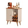 Aparador Buffet Royal 1 Porta com Adega Pés Palito - Off White com Nature - 4