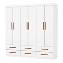 Ver imagem 3 de Guarda-roupa Solteiro Aria 6 Portas 6 Gavetas Branco - Pnr Móveis