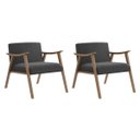 Ver imagem 1 de Conjunto 2 Poltronas Decorativas Livia tecido Cinza Escuro Madeira Nogueira Nobre Poltronas do Sul