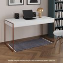 Ver imagem 1 de Escrivaninha Industrial Madeira Padrão Office Branca Malta 137x53cm com Base Cobre