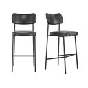 Ver imagem 1 de Conjunto 2 Banquetas Alta Stela Couríssimo Preto Base Metálica Preta - Vallisa Decor