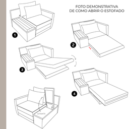 Poltrona Cama com Baú | Tampo Lateral & Tecido Linho - 11