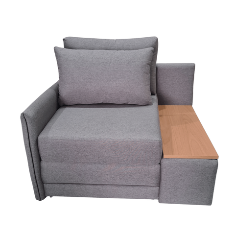 Poltrona Cama com Baú | Tampo Lateral & Tecido Linho