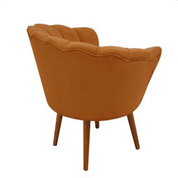 Poltrona Sala Decorativa Pétala Veludo Terracota Pés Palito Castanho - 4