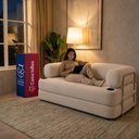Ver mais imagens de Sofá Cama Orbe 1,90m Xpand Tech Tecido Boucle Bege Claro Cama Inbox