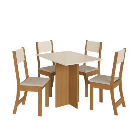 Conjunto Mesa Jantar 4 Lugares Talita Madeira Cadeiras Estofadas