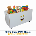 Ver imagem 3 de Baú de Mdf Organizador para Brinquedos Infantil com Rodinhas Branco Sorriso 60cm