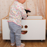 Baú de Mdf Organizador para Brinquedos Infantil com Rodinhas Branco Sorriso 60cm - 4