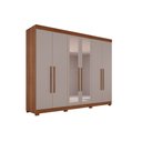 Ver imagem 1 de Guarda-roupa Casal 6 Portas 6 Gavetas com Espelho Órion Premium Salleto Cinamomo/off White