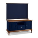 Ver imagem 1 de Conjunto Rack 60811m + Painel 50505 para Sala Pés Luiz Xv 1 Gaveta 2 Portas - Azul Petróleo/imbuia