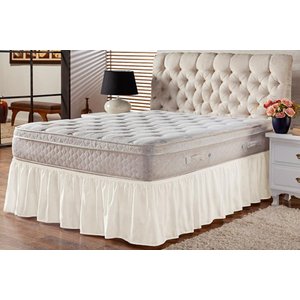 Saia Box Babado Cama Casal Queen e King Ajustável com Elástico Lisa Palha Creme