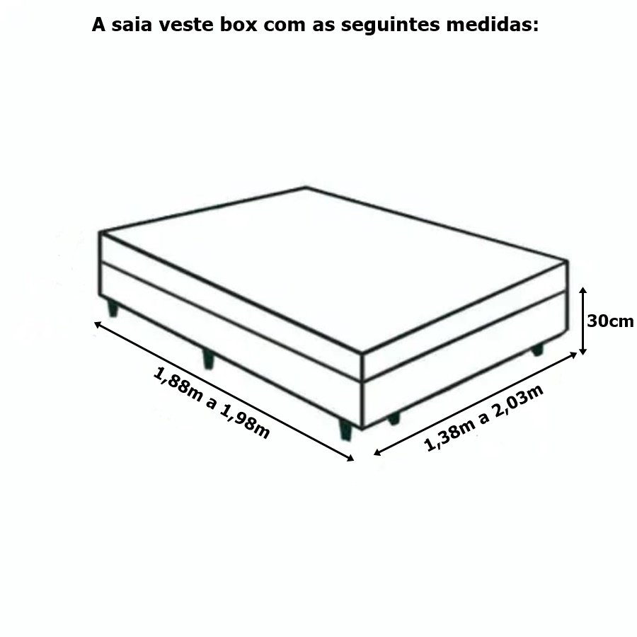 Saia Box Babado Cama Casal Queen e King Ajustável com Elástico Lisa Palha Creme - 3