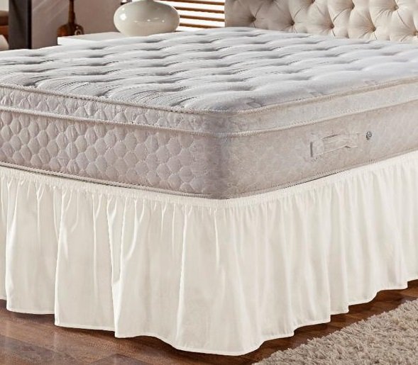 Saia Box Babado Cama Casal Queen e King Ajustável com Elástico Lisa Palha Creme - 2