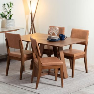 Conjunto de Jantar Mesa Avena 4 Cadeiras Ella - Canella C/ Caramelo