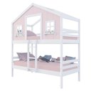 Ver imagem 2 de Beliche Casinha Dos Sonhos Madeira Maciça Rosa/ Branco Megamobilia