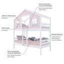 Ver imagem 4 de Beliche Casinha Dos Sonhos Madeira Maciça Rosa/ Branco Megamobilia