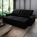 Ver imagem 1 de Sofá Retrátil Reclinável Alaska 2,50m Suede Velut Preto Molas no Assento - King House