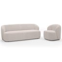 Ver imagem 1 de Sofá 3 Lugares 205cm com Poltrona Giratória Orgânica Heidy F04 Bouclê Bege - Lyam Decor