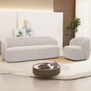 Ver imagem 3 de Sofá 3 Lugares 205cm com Poltrona Giratória Orgânica Heidy F04 Bouclê Bege - Lyam Decor