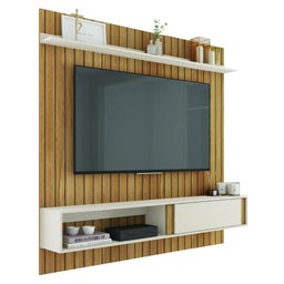 Painel para Tv até 65 Polegadas Ripado 1,80m Londres Buriti / Off White Caemmum - 1